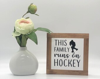 Hockey Family Sign, Sports Fan Decor, NHL fan Gift, Winter Home Decor, Small Wood Signs, Bog Road Designs