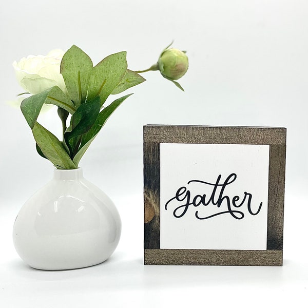 Gather Wood Sign, Farmhouse Home Decor, Rustic Wood Sign, Magnolia Style, Small Wood Sign, Fall Home Decor, Bog Road Designs