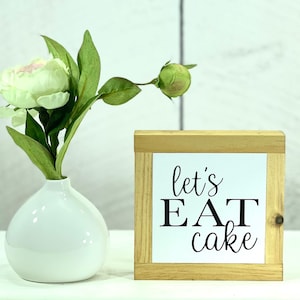 Let’s Eat Cake Sign, Cake Lover Sign, Bakery Wood Sign, Cooking Gift, Kitchen Tiered Tray, Housewarming Gift, Wooden Sign, Bog Road Designs