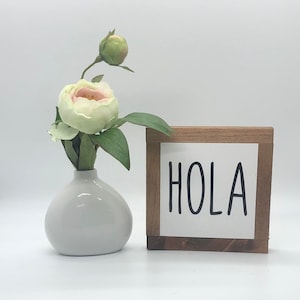 Hola Wood Sign, Simple Hola Sign, Tiered Tray Decor, Spanish Classroom, Spanish Hello, Entry Home Decor, Small Wood Signs, Bog Road Designs