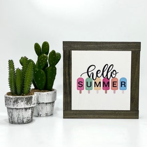 Hello Summer Sign, Popsicle Summer Sign, Summer Beach Home Decor, Summer Tiered Tray, Summertime Home Decor, Beach House Sign, Summer Sign