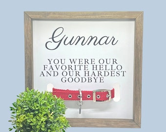 Custom Pet Loss Gift, Wooden Sign With Collar, Animal Keepsake, Customized Pet Wooden Sign, Pet Memorial Gift, Pet Keepsake Framed Wall Art
