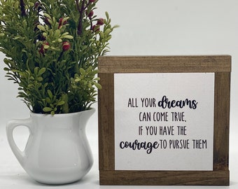 Pursue Dreams Sign, Encouraging Gift, Dreamer Wood Sign, Mindset Desk Decor, Inspirational Home Decor, Classroom Sign, Courage Home Decor