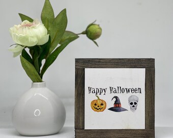 Happy Halloween Sign, Halloween Home Decor, Jack O'Lantern Sign, Rustic Fall Sign, Halloween Decor, Small Wood Signs, Bog Road Designs