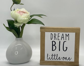 Dream Big Little One, Gender Neutral Nursery Decor, Baby Shower Gift, Kid's Room Art, Small Wood Signs, Bog Road Designs