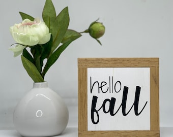 Hello Fall Sign, Autumn Home Decor, Fall Wood Sign, Rustic Fall Decor, Small Wood Signs, Bog Road Designs