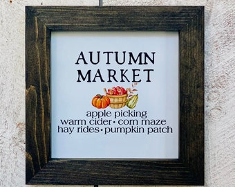 Autumn Market Sign Autumn Home Decor Fall Wood Sign Rustic Farmhouse Sign Fall Mantle Sign Rustic Fall Decor Large Autumn Season Wood Sign