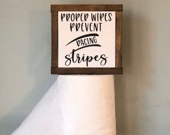 Proper Wipes Wood Sign, Kid's Bathroom Sign, Guest Bathroom, Funny Bathroom Sign, Restroom Home Decor, Bathroom Gift, Small Wood Sign
