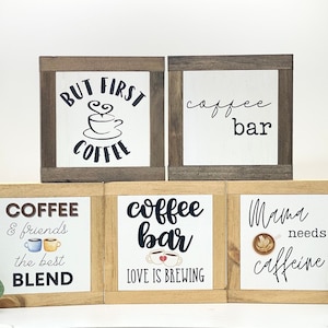 Coffee Sign Collection, Coffee Bar Cart, Coffee Home Decor, Caffeine Lover Sign, Coffee Lover Gift, Coffee Gift Basket, Bog Road Designs