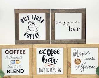Coffee Sign Collection, Coffee Bar Cart, Coffee Home Decor, Caffeine Lover Sign, Coffee Lover Gift, Coffee Gift Basket, Bog Road Designs