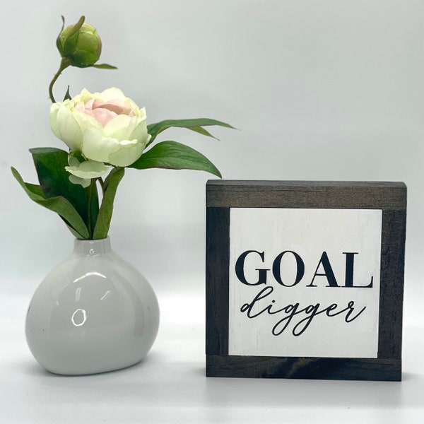 Goal Digger, Motivational Quote Decor, Inspirational Gift, Office Desk Decor, Boss Babe Wood Sign, Small Wood Sign, Bog Road Designs