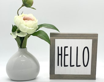 Hello Wood Sign, Simple Hello Sign, HELLO Home Decor, Front Desk Office Sign, Small Hello Sign, Farmhouse Home Decor, Bog Road Designs