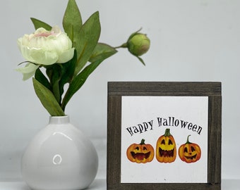 Happy Halloween Sign, Halloween Home Decor, Jack O'Lantern Sign, Rustic Fall Sign, Halloween Decor, Small Wood Signs, Bog Road Designs
