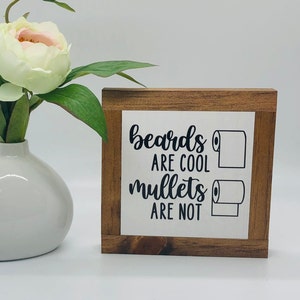 Funny TP Roll Sign, Bathroom Home Decor, Beards Mullets Sign, Tiered Tray Decor, Funny Bathroom Sign, Funny Bathroom Gift, Mancave Wall Art