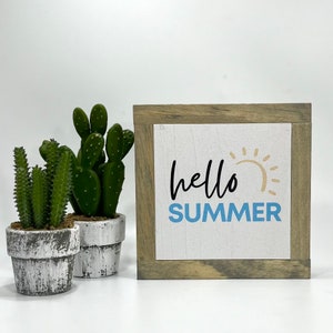 Hello Summer Sign, Colored Summer Sign, Summer Beach Home Decor, Summer Tiered Tray, Summertime Home Decor, Beach House Sign, Summer Sign