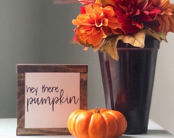 Hey There Pumpkin, Fall Home Decor, Pumpkin Wood Sign, Autumn Home Decor, Fall Wood Sign, Rustic Fall Decor, Small Signs, Bog Road Designs