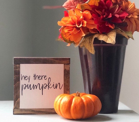 Hey There Pumpkin, Fall Home Decor, Pumpkin Wood Sign, Autumn Home Decor, Fall Wood Sign, Rustic Fall Decor, Small Signs, Bog Road Designs