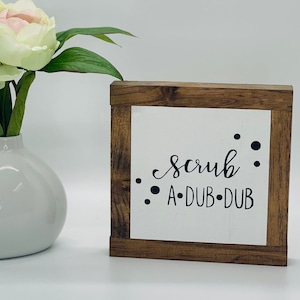 Scrub A Dub Dub Sign, Bathroom Home Decor, Restroom Sign, Kids Bathroom, Funny Bathroom Gift, Neutral Nursery Bathroom Wall Art Wood Sign