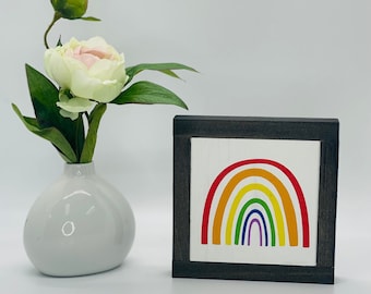 Rainbow Wood Sign, Universal Gift, Boho Rainbow, Nursery Decor, Small Wood Sign, Bog Road Designs