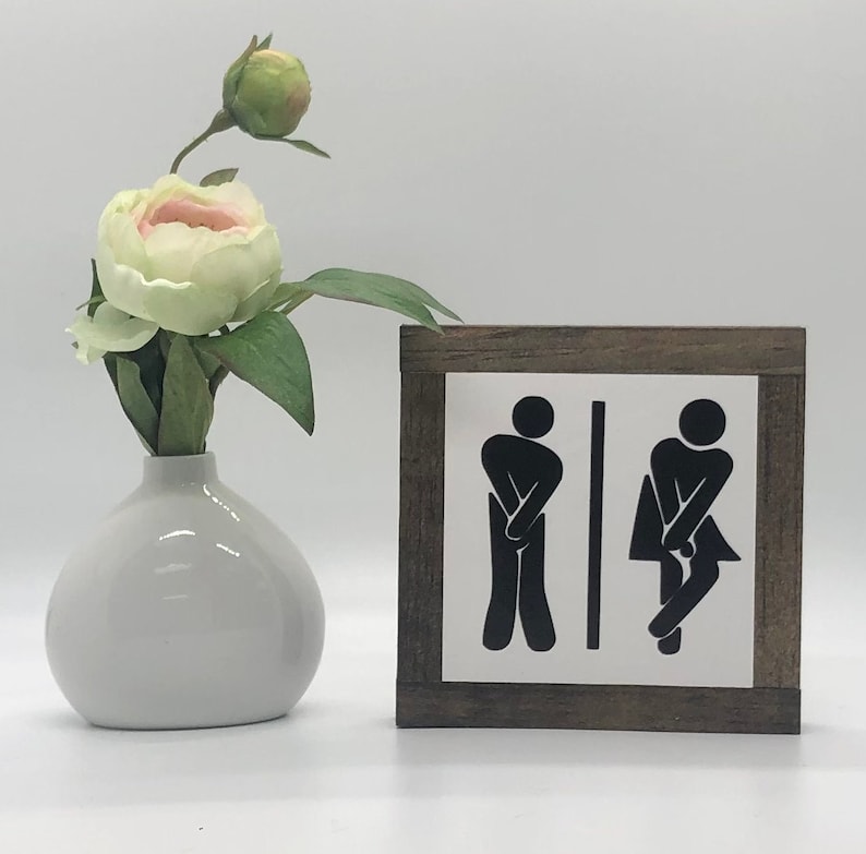 Restroom Silhouette Sign Bathroom Home Decor Tiered Tray - Etsy