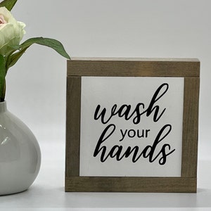 Wash Your Hands Wood Sign, Bathroom Home Decor, Restroom Sign, Funny Bathroom Gift, Birthday Gift for Father, Wash Your Hands Wall Art