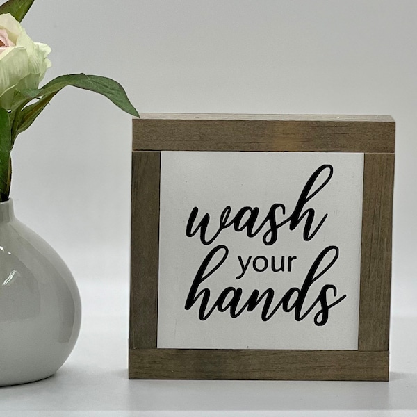 Wash Your Hands Wood Sign, Bathroom Home Decor, Restroom Sign, Funny Bathroom Gift, Birthday Gift for Father, Wash Your Hands Wall Art