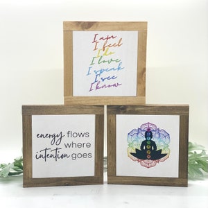 Chakra Home Decor, Chakra Affirmations, Spiritual Wall Art, Chakra Wood Art, Chakra Inspired Decor, Gift for Yoga Love, Meditation Wood Sign