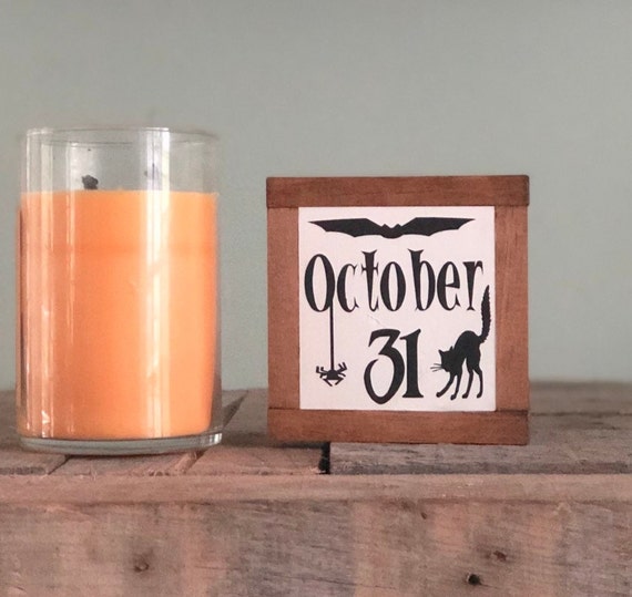 October 31st Sign, Spooky Tiered-Tray Sign, Fall Home Decor, Halloween Home Decor, Rustic Fall Sign, Small Wood Signs, Bog Road Designs