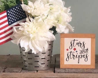 Stars and Stripes, 4th of July Sign, Independence Day Decor, American Flag Sign, USA Wood Sign, Small Wood Signs, Bog Road Designs