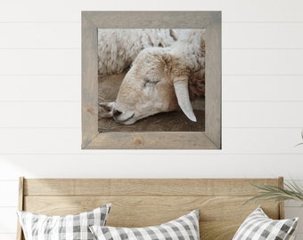 Slapende schapen teken, kunst aan de muur schapen, neutrale kwekerij teken, dierlijke kunst aan de muur, land ingelijst teken, rustiek huis decor, boerderij schapen teken