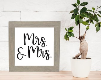 Mrs & Mrs Wood Sign, Same Sex Wedding Gift, Bridal Shower Gift, Master Bedroom Decor, Gift for Spouse, Romantic Gift, Valentine's Day Decor