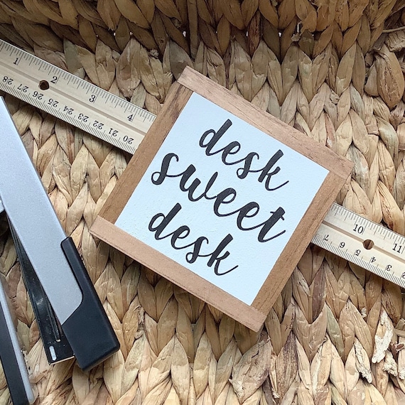 Desk Sweet Desk Sign, Office Desk Decor, Funny Office Space Sign, Coworker Gift, Cubicle Decor, Small Wood Sign, Bog Road Designs