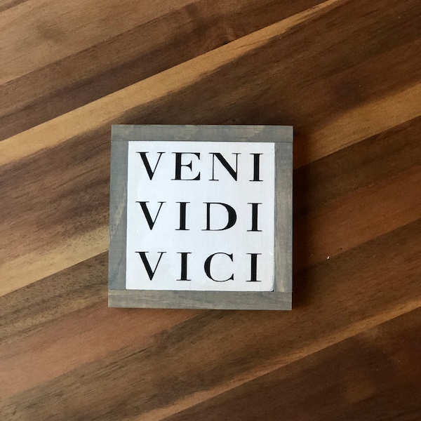 Veni Vidi Vici Sign, Julius Caeser Quote, Inspirational Sign, Motivational Gift, Office Desk Decor, Entrepreneur Present, Bog Road Designs