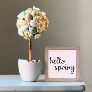 Hello Spring Sign, Rustic Spring Decor, Spring Home Decor, Small Sign Farmhouse, Bog Road Designs image 1