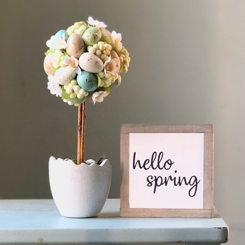 Hello Spring Sign, Rustic Spring Decor, Spring Home Decor, Small Sign Farmhouse, Bog Road Designs image 1