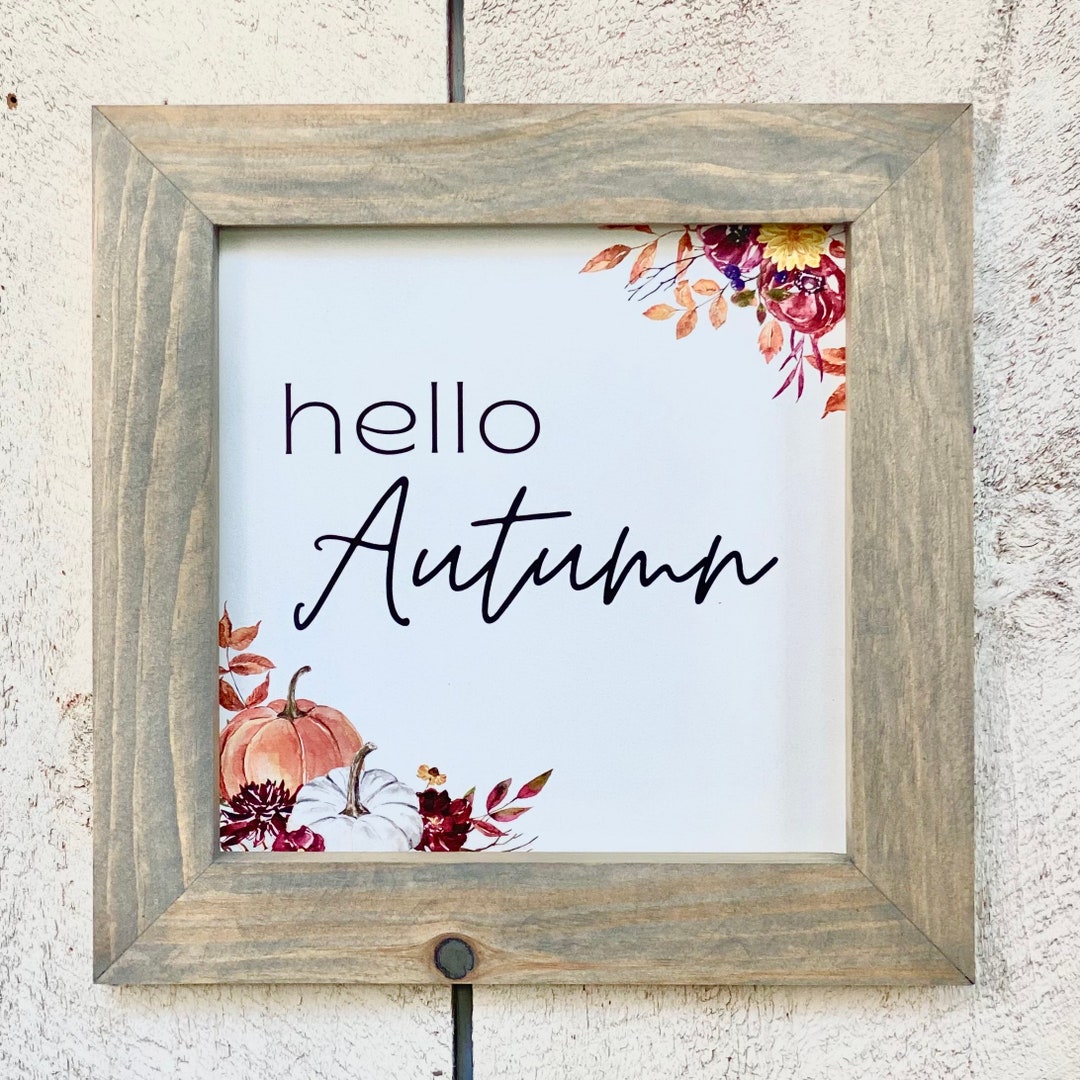 Hello Autumn Sign Autumn Home Decor Fall Wood Sign Rustic Farmhouse ...