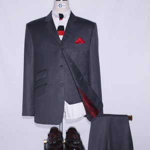Men&#39;s 3 Piece Suit | Classic Grey Herringbone 60s Suit