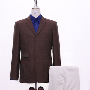 Herringbone Jacket | 60s Style Brown Tweed Jacket