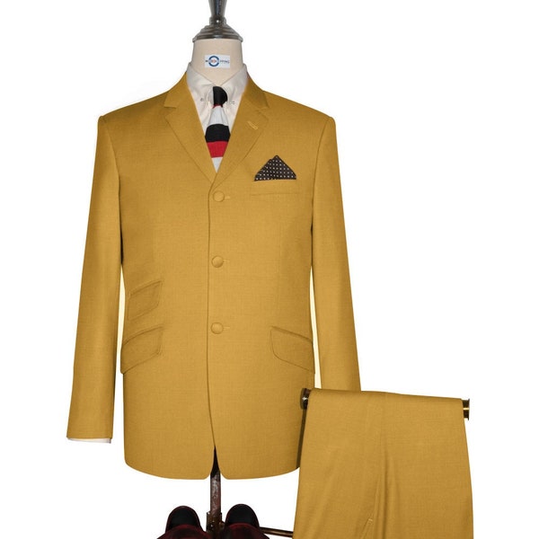 Mod Suit - 60s Vintage Style Mustard Yellow Suit