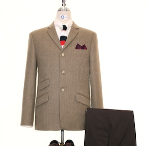 Tweed Jacket | Khaki Herringbone Tweed Jacket