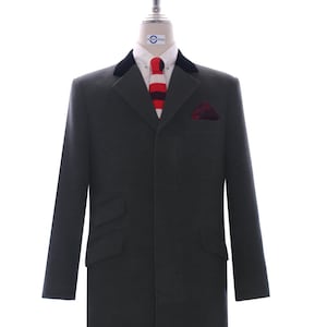 Over Coat Men&#39;s | 60s Mod Winter Wool Charcoal Grey Over Coat