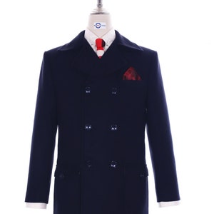 60s Mod Retro Navy Blue Pea Coat