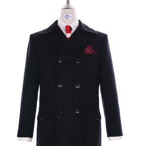 60s Mod Retro Black Pea Coat