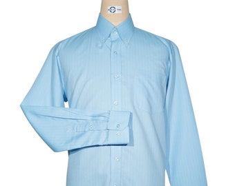 Button Down Shirt - Light Blue Herringbone Shirt