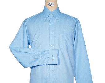 Button Down Shirt - Dark Blue Herringbone Shirt