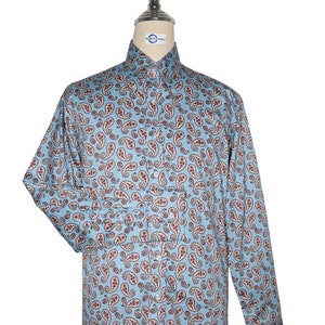 Paisley Shirt - 60s Style Sky Blue Paisley Shirt