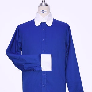 Long Sleeve Blue Color Penny Tab Collar Formal Shirt