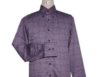 60s Style Purple Paisley Shirt