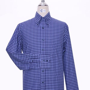Button Down Shirt Blue Gingham Check Shirt