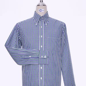 Button Down Shirt Blue And Green Gingham Check Shirt